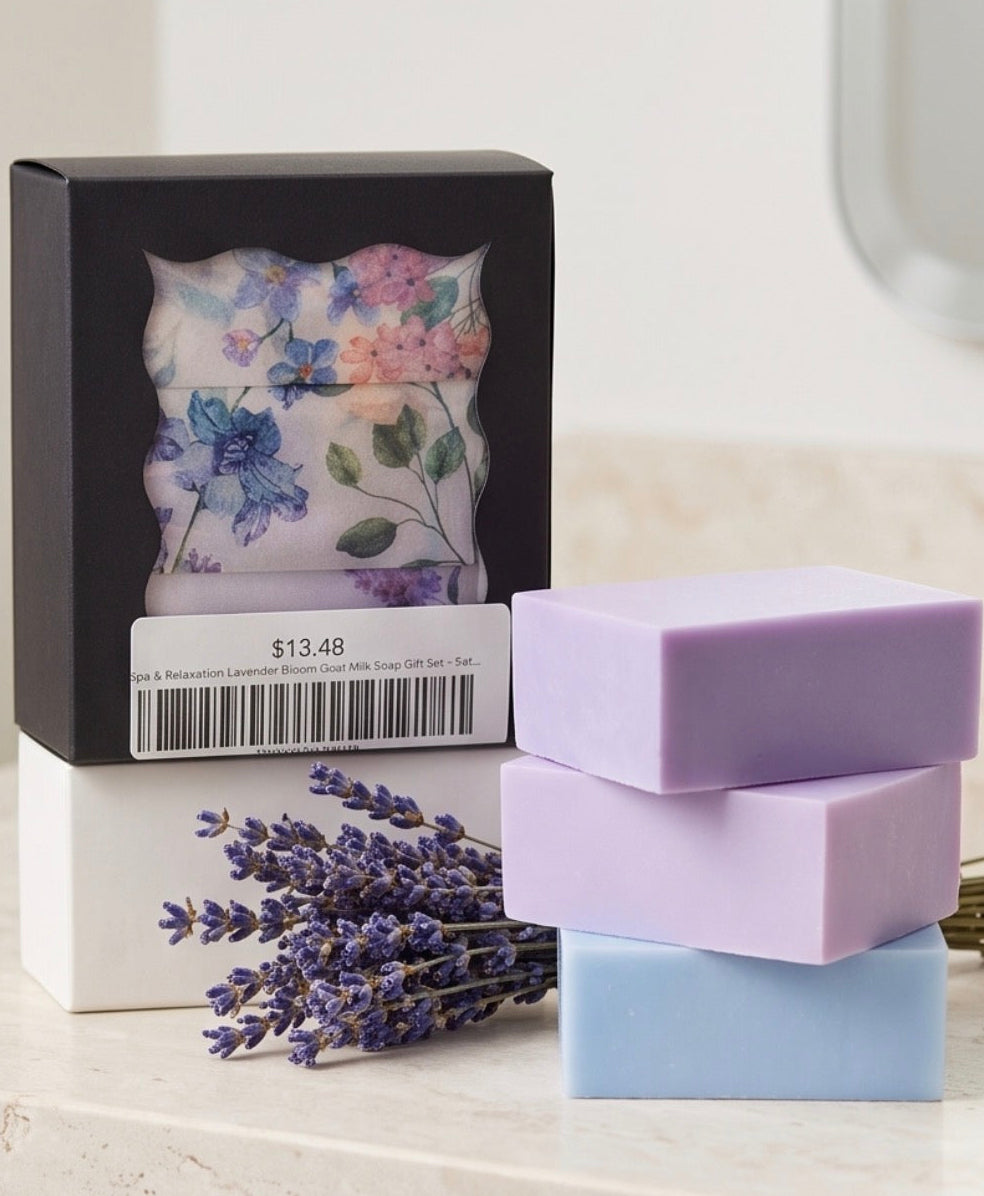 Spa & Relaxation Lavender Bloom Goat Milk Soap Gift Set- Decor