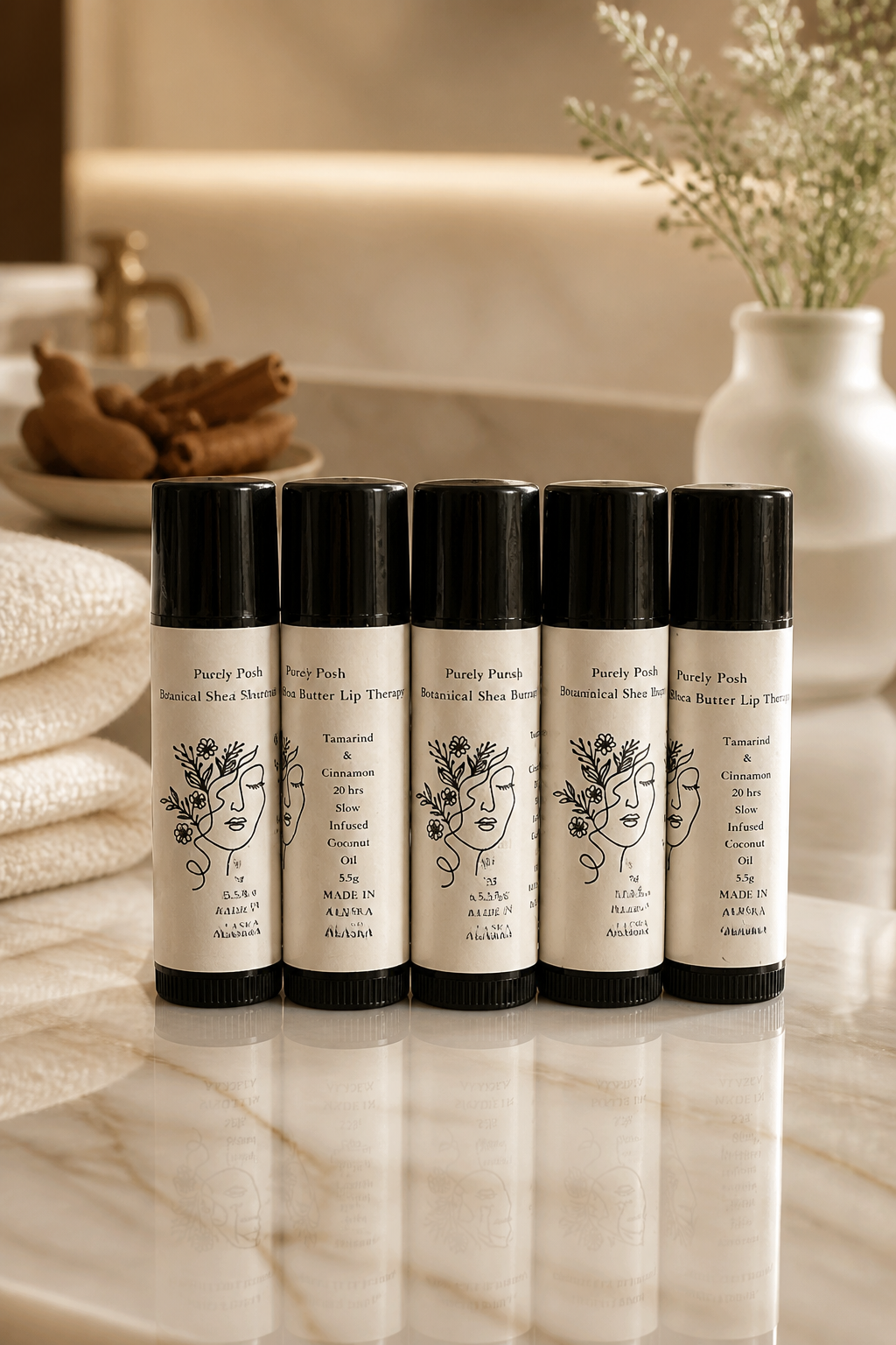 Gift set 7 pcs Slow-Infused Tamarind & Cinnamon Lip Therapy | Coconut Oil Base | 5.5g.