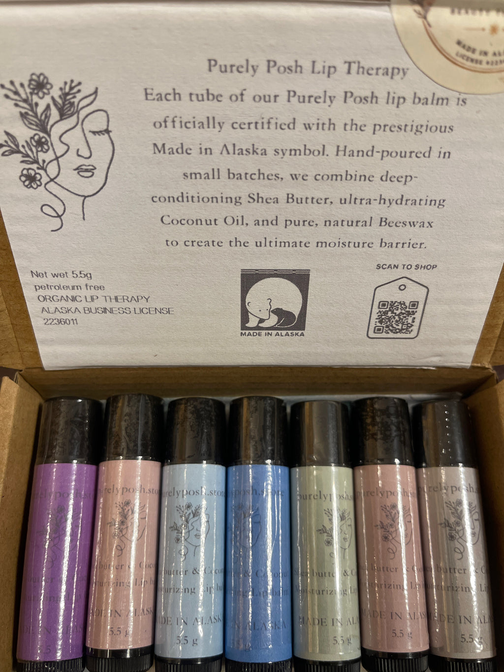 Purely Posh Organic Lip Therapy Set | 7-Piece Handcrafted Alaskan Gift Box