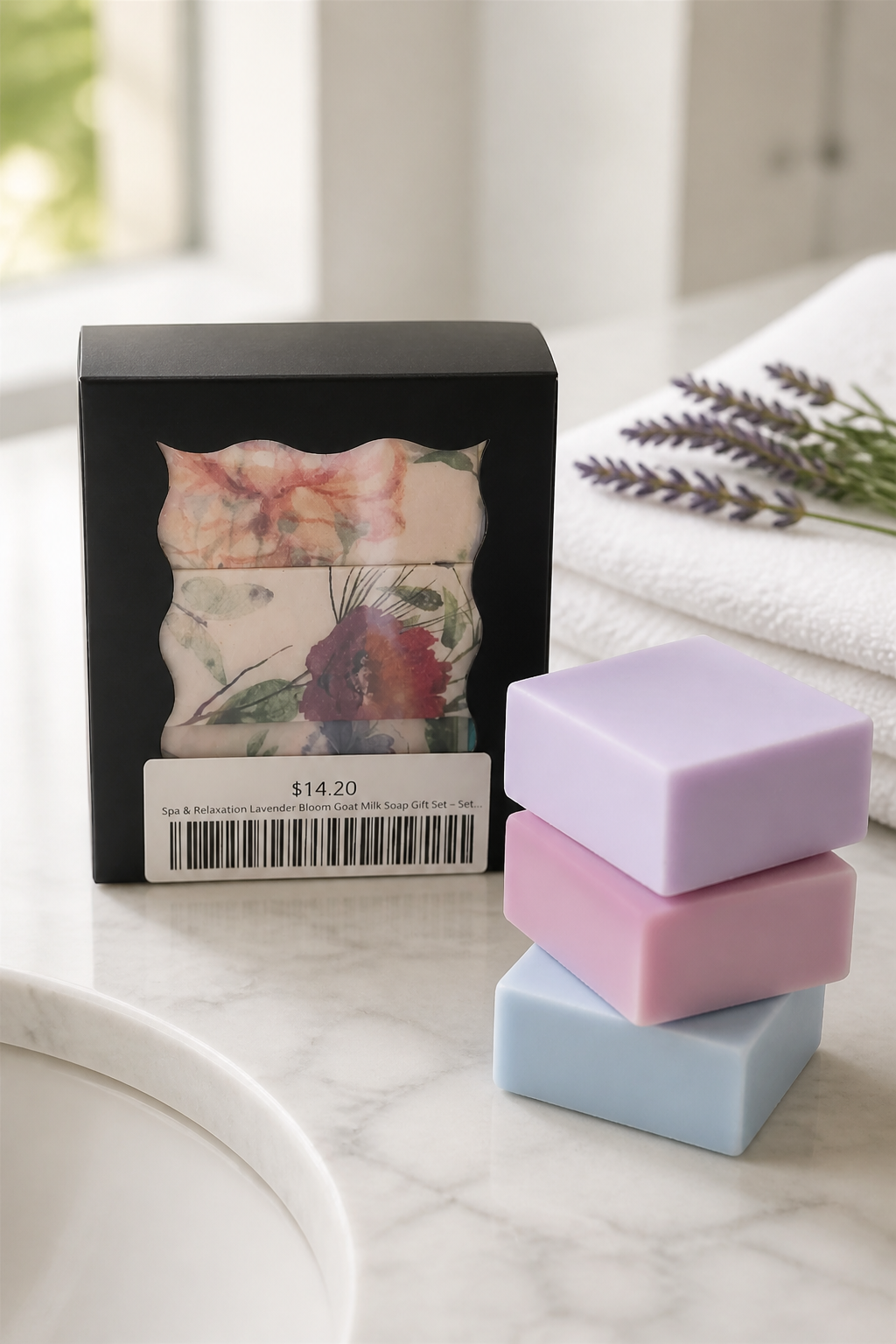 Spa & Relaxation Lavender Bloom Goat Milk Soap Gift Set & Decor