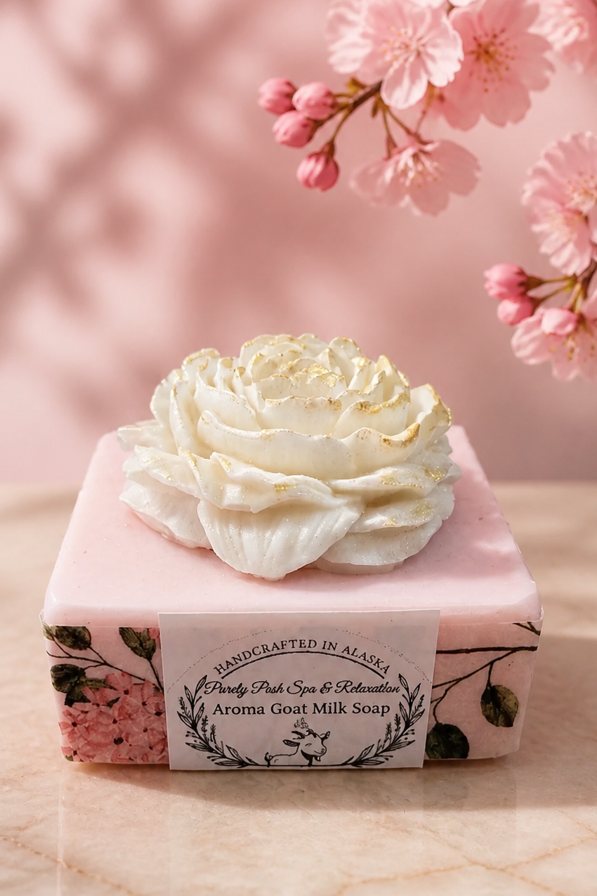 Aroma Peony Goat Milk Soap | Black Window Gift Box | 7.8 oz