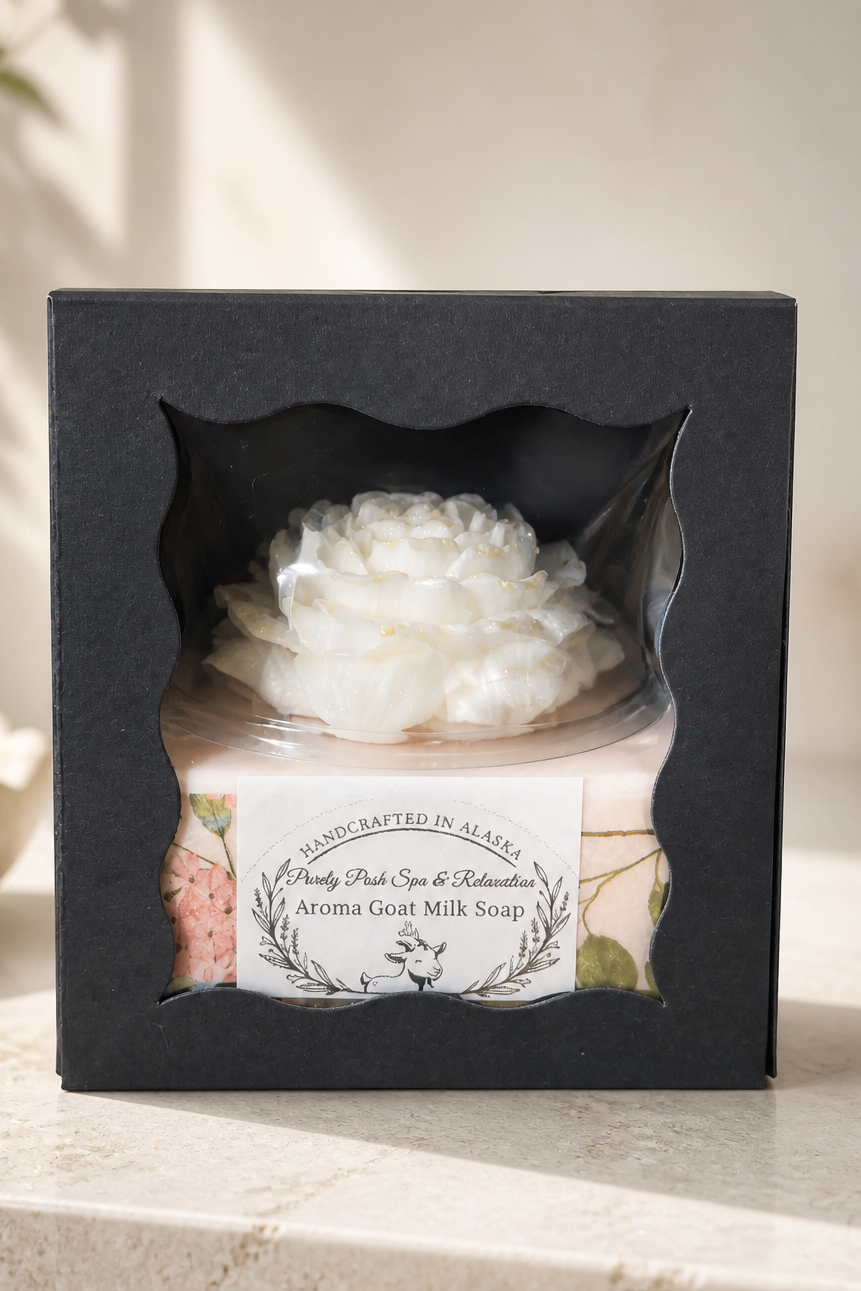 Aroma Peony Goat Milk Soap | Black Window Gift Box | 7.8 oz