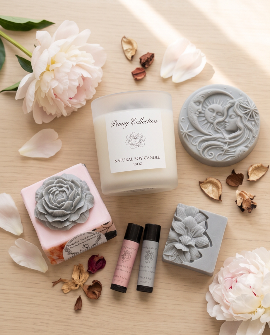 Blooming Bouquet Lady Grey Pink Aroma Candle • Soap • Lip Balm Gift Set