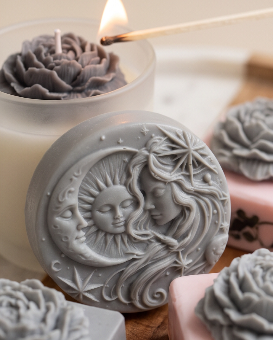Blooming Bouquet Lady Grey Pink Aroma Candle • Soap • Lip Balm Gift Set