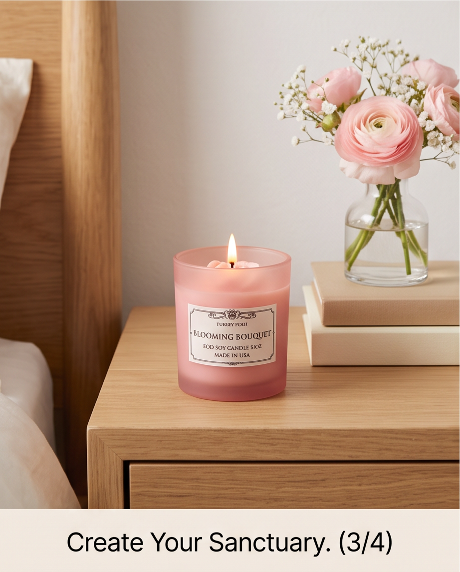 3D Floral Eco Soy Wax Candle – Frosted Jar 8 Oz & Aroma Soap 3 oz Botanical Lip Therapy 5.5g Gift Box