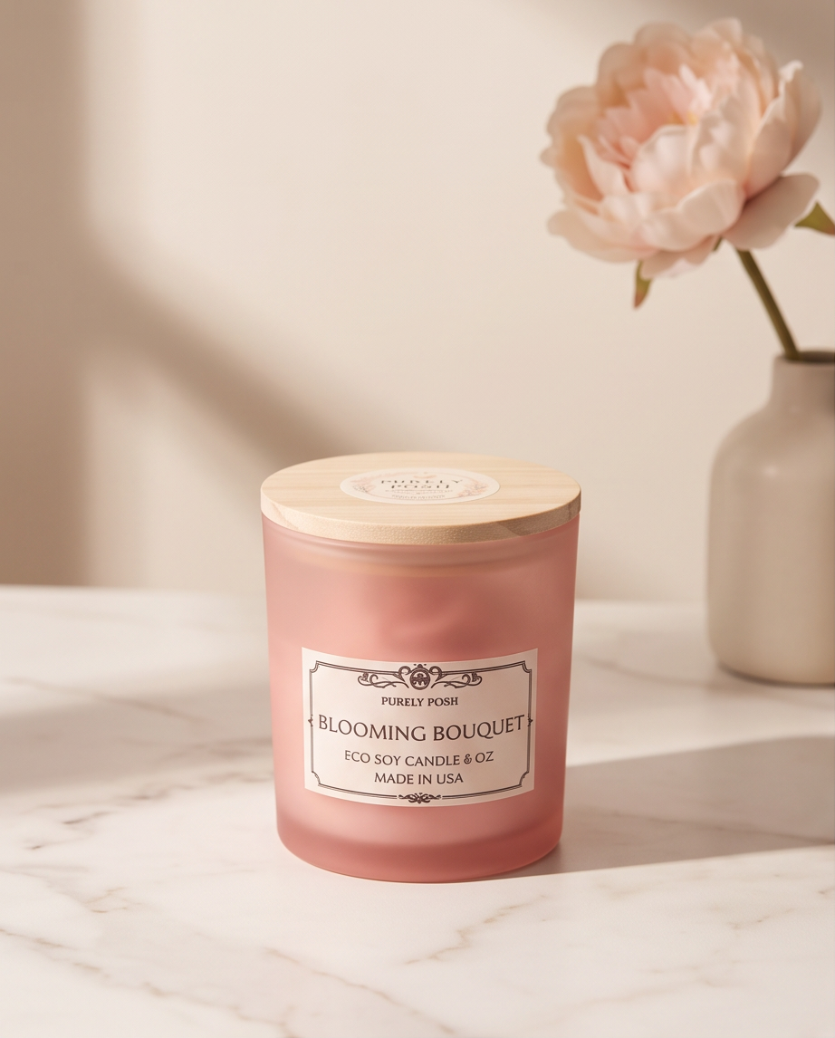 3D Floral Eco Soy Wax Candle – Frosted Jar 8 Oz & Aroma Soap 3 oz Botanical Lip Therapy 5.5g Gift Box