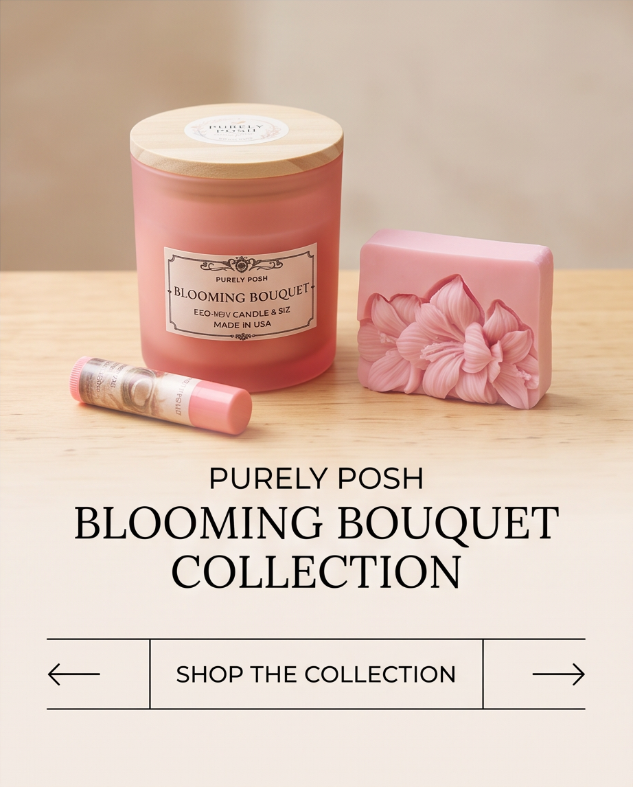 3D Floral Eco Soy Wax Candle – Frosted Jar 8 Oz & Aroma Soap 3 oz Botanical Lip Therapy 5.5g Gift Box